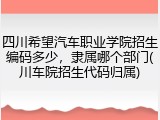 四川希望汽车职业学院招生编码多少，隶属哪个部门(川车院招生代码归属)