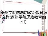 泰州学院的思想政治教育怎么样(泰州学院思政教育如何)