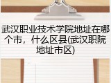 武汉职业技术学院地址在哪个市，什么区县(武汉职院地址市区)
