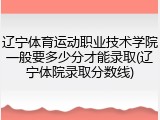 辽宁体育运动职业技术学院一般要多少分才能录取(辽宁体院录取分数线)