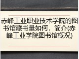 赤峰工业职业技术学院的图书馆藏书量如何，简介(赤峰工业学院图书馆概况)