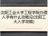 沈阳工业大学工程学院办理入学有什么攻略没(沈阳工大入学攻略)