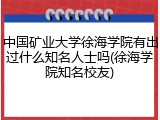 中国矿业大学徐海学院有出过什么知名人士吗(徐海学院知名校友)