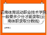云南体育运动职业技术学院一般要多少分才能录取(云南体职录取分数线)