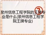 泉州信息工程学院的王牌专业是什么(泉州信息工程学院王牌专业)