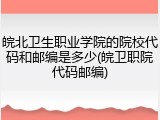 皖北卫生职业学院的院校代码和邮编是多少(皖卫职院代码邮编)