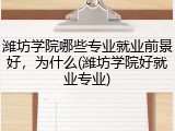 潍坊学院哪些专业就业前景好，为什么(潍坊学院好就业专业)