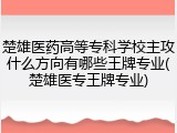 楚雄医药高等专科学校主攻什么方向有哪些王牌专业(楚雄医专王牌专业)