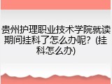 贵州护理职业技术学院就读期间挂科了怎么办呢？(挂科怎么办)