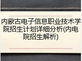 内蒙古电子信息职业技术学院招生计划详细分析(内电院招生解析)