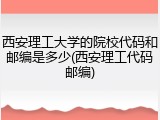 西安理工大学的院校代码和邮编是多少(西安理工代码邮编)