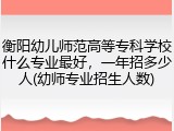 衡阳幼儿师范高等专科学校什么专业最好，一年招多少人(幼师专业招生人数)