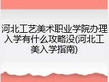河北工艺美术职业学院办理入学有什么攻略没(河北工美入学指南)