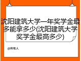 沈阳建筑大学一年奖学金最多能拿多少(沈阳建筑大学奖学金最高多少)