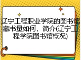 辽宁工程职业学院的图书馆藏书量如何，简介(辽宁工程学院图书馆概况)