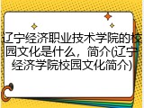 辽宁经济职业技术学院的校园文化是什么，简介(辽宁经济学院校园文化简介)