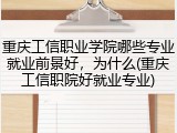 重庆工信职业学院哪些专业就业前景好，为什么(重庆工信职院好就业专业)