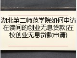 湖北第二师范学院如何申请在读间的创业无息贷款(在校创业无息贷款申请)