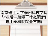 南京理工大学泰州科技学院毕业后一般能干什么呢(南理工泰科院就业方向)