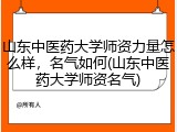 山东中医药大学师资力量怎么样，名气如何(山东中医药大学师资名气)