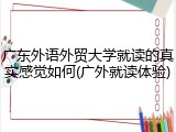 广东外语外贸大学就读的真实感觉如何(广外就读体验)