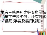重庆三峡医药高等专科学校一年学费多少钱，还有哪些费用(学费及费用明细)