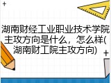 湖南财经工业职业技术学院主攻方向是什么，怎么样(湖南财工院主攻方向)