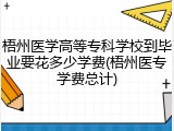 梧州医学高等专科学校到毕业要花多少学费(梧州医专学费总计)