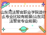山东司法警官职业学院读什么专业比较有前景(山东司法警官专业前景)