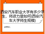 西安汽车职业大学有多少学生，师资力量如何(西安汽车大学师生规模)