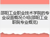 邵阳工业职业技术学院的专业设置概况介绍(邵阳工业职院专业概览)