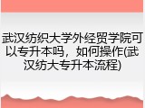 武汉纺织大学外经贸学院可以专升本吗，如何操作(武汉纺大专升本流程)