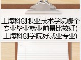 上海科创职业技术学院哪个专业毕业就业前景比较好(上海科创学院好就业专业)