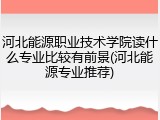 河北能源职业技术学院读什么专业比较有前景(河北能源专业推荐)