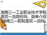 湖南三一工业职业技术学院是双一流高校吗，简单介绍(湖南三一职院是双一流吗)