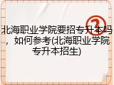北海职业学院要招专升本吗，如何参考(北海职业学院专升本招生)