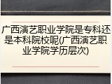 广西演艺职业学院是专科还是本科院校呢(广西演艺职业学院学历层次)