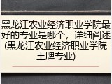 黑龙江农业经济职业学院最好的专业是哪个，详细阐述(黑龙江农业经济职业学院王牌专业)