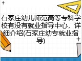 石家庄幼儿师范高等专科学校有没有就业指导中心，详细介绍(石家庄幼专就业指导)
