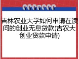 吉林农业大学如何申请在读间的创业无息贷款(吉农大创业贷款申请)
