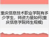 重庆信息技术职业学院有多少学生，师资力量如何(重庆信息学院师生规模)