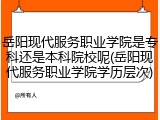 岳阳现代服务职业学院是专科还是本科院校呢(岳阳现代服务职业学院学历层次)