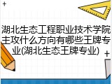 湖北生态工程职业技术学院主攻什么方向有哪些王牌专业(湖北生态王牌专业)