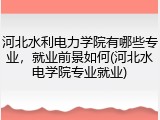 河北水利电力学院有哪些专业，就业前景如何(河北水电学院专业就业)