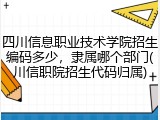 四川信息职业技术学院招生编码多少，隶属哪个部门(川信职院招生代码归属)