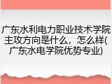 广东水利电力职业技术学院主攻方向是什么，怎么样(广东水电学院优势专业)