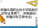 新疆交通职业技术学院最好的专业是哪个，详细阐述(新疆交院王牌专业)