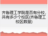 齐鲁理工学院是否有分校，共有多少个校区(齐鲁理工校区数量)