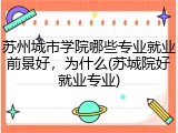 苏州城市学院哪些专业就业前景好，为什么(苏城院好就业专业)