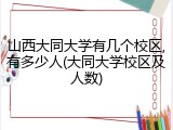 山西大同大学有几个校区,有多少人(大同大学校区及人数)